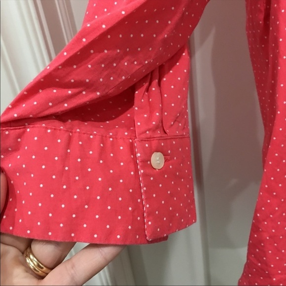LANE Bryant polka dot button down top size 20 coral white - Picture 5 of 7